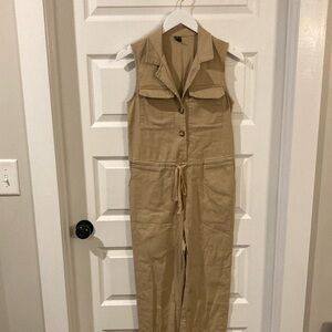 Wild Fable Tan Utility Jumpsuit with Collared Neckline